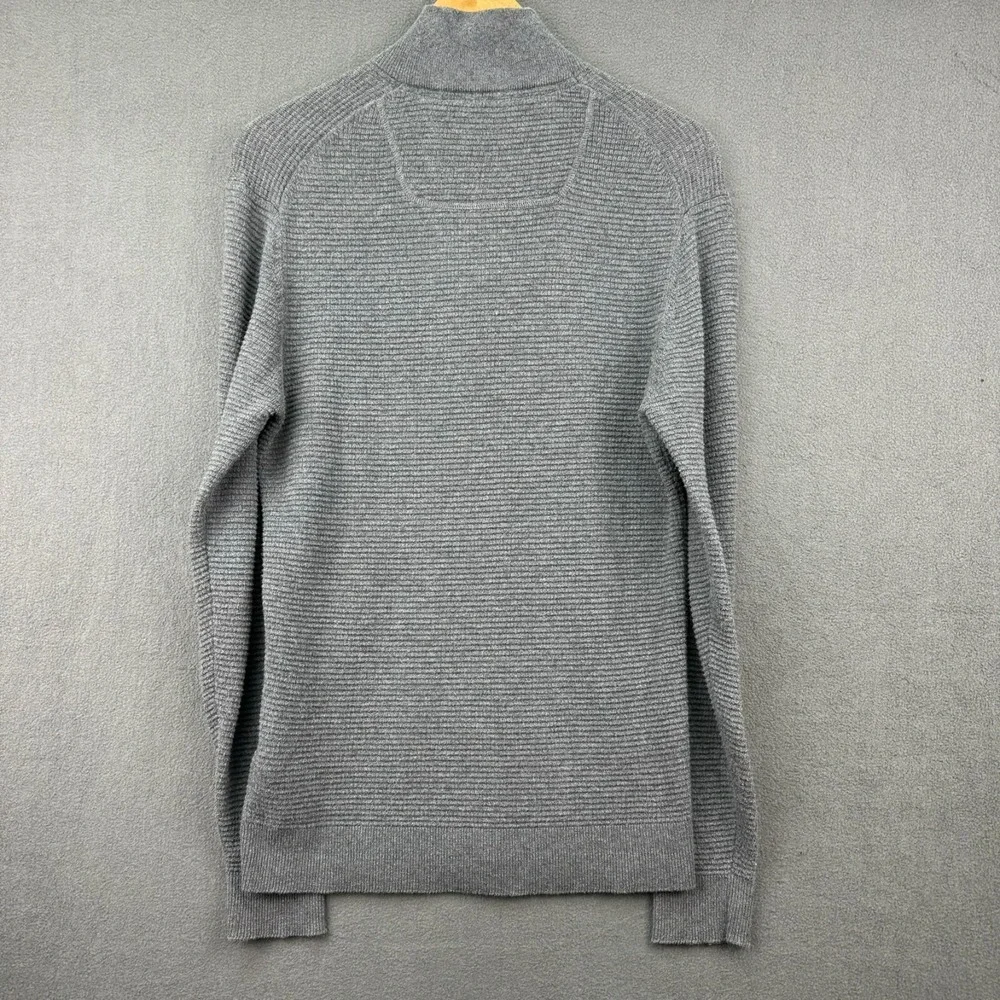 Esprit Shirt Mens Medium Gray Half-Zip Knit Sweater Cotton Cashmere Thick Warm